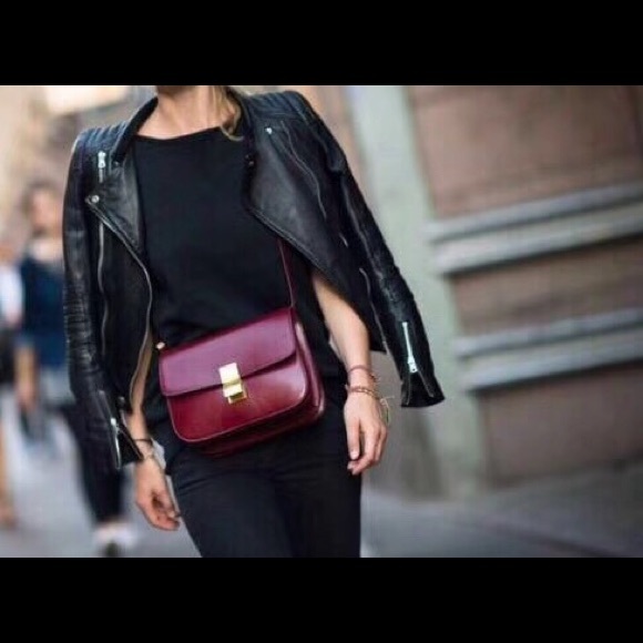 celine box bag burgundy